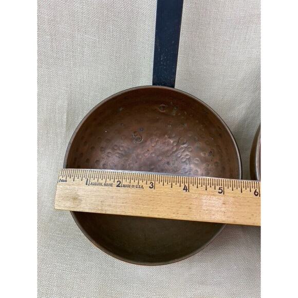 Set of 2 Copper Sauce Pots Ladles with Long Forged Iron Handles - Picture 3 of 9
